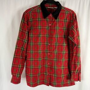 Vtg 90s Basic Editions Holiday Chrismas Button Up Shirt Women's Small Mistletoe